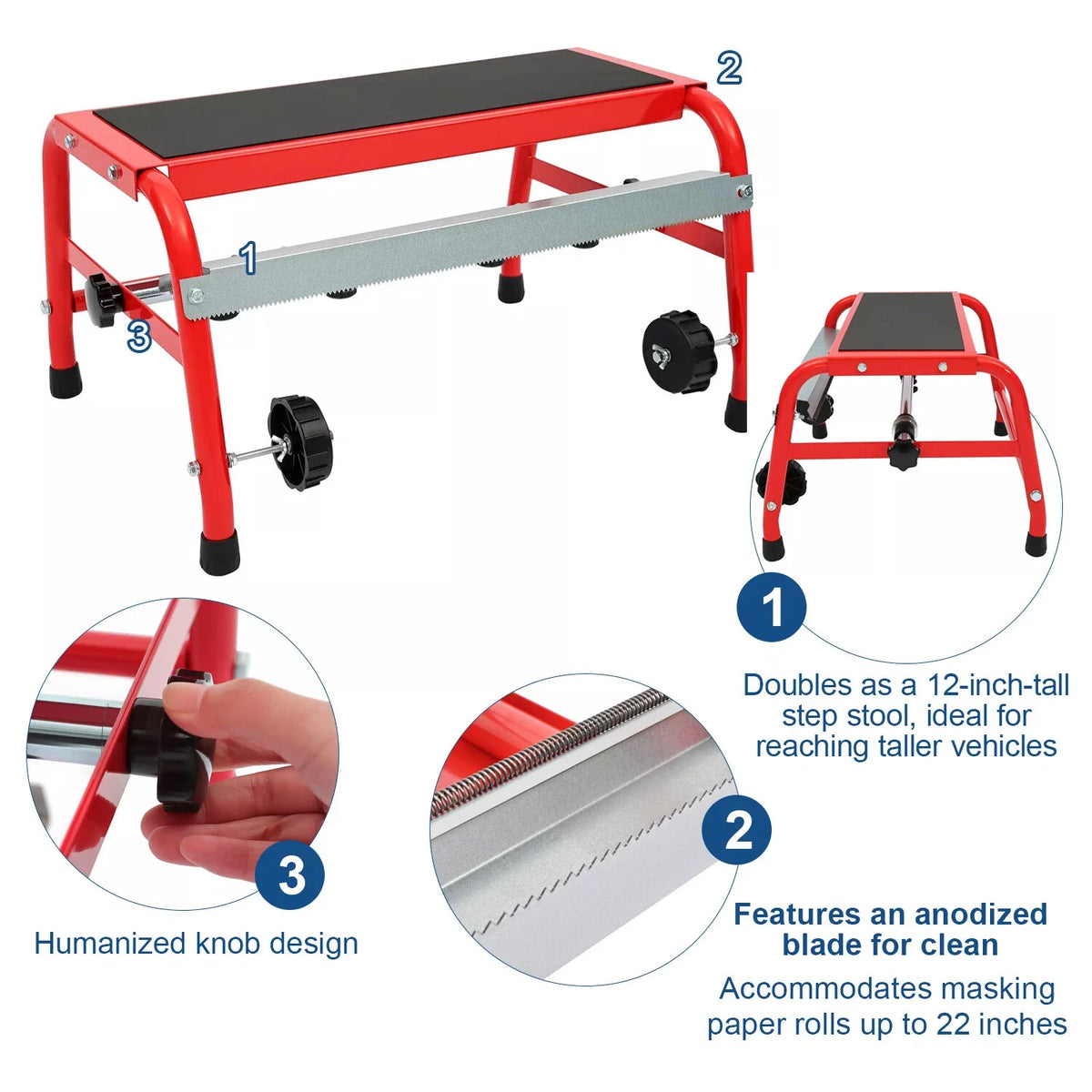 Auto Body 18" Masking Paper Machine - Portable Step Stool