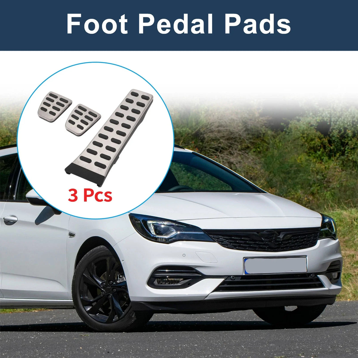 3 Pcs Manual Foot Accelerator Pedal Covers for Kia K5 (2011–2015) Silver Tone