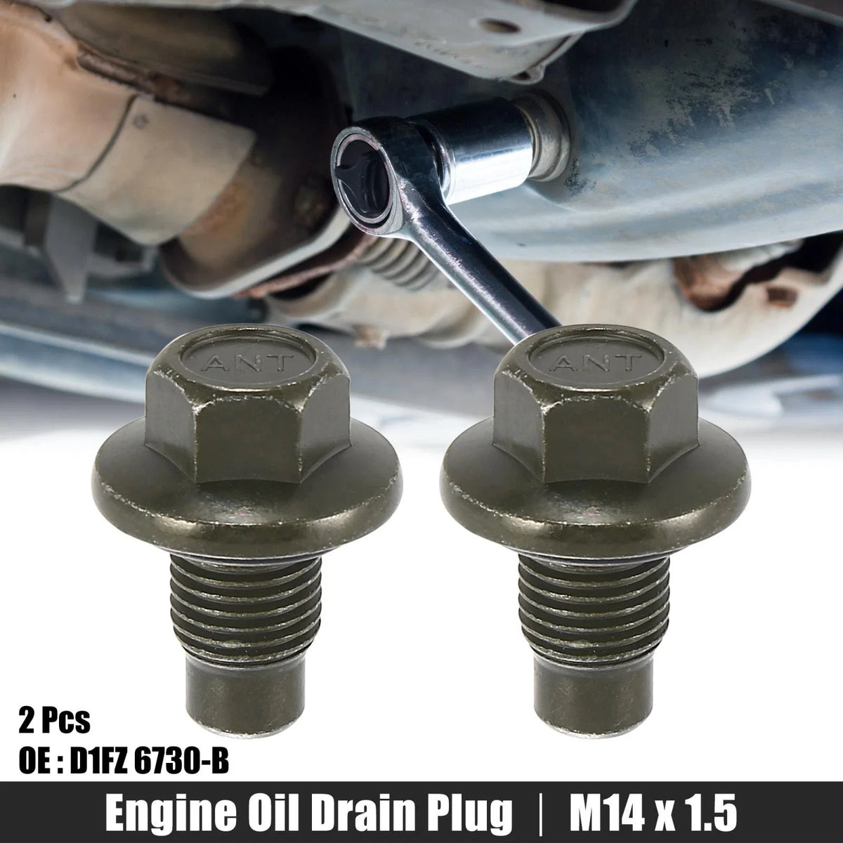 2 Pcs M14 x 1.5 Oil Drain Plug Screw with Seal Ring for Ford 