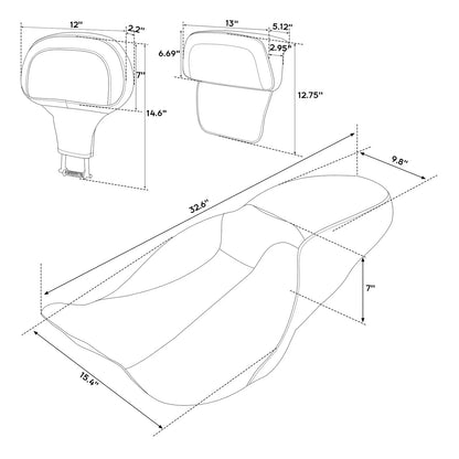 Driver Passenger Seat & Backrest Pad for Harley Touring Road Glide (2014–2023)