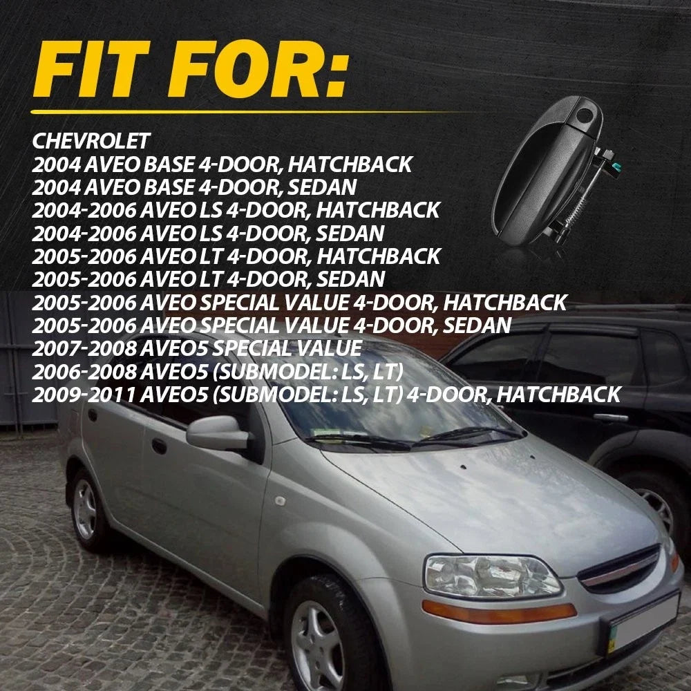 Set of 4 Exterior Door Handles for Chevrolet Aveo (2004–2011)