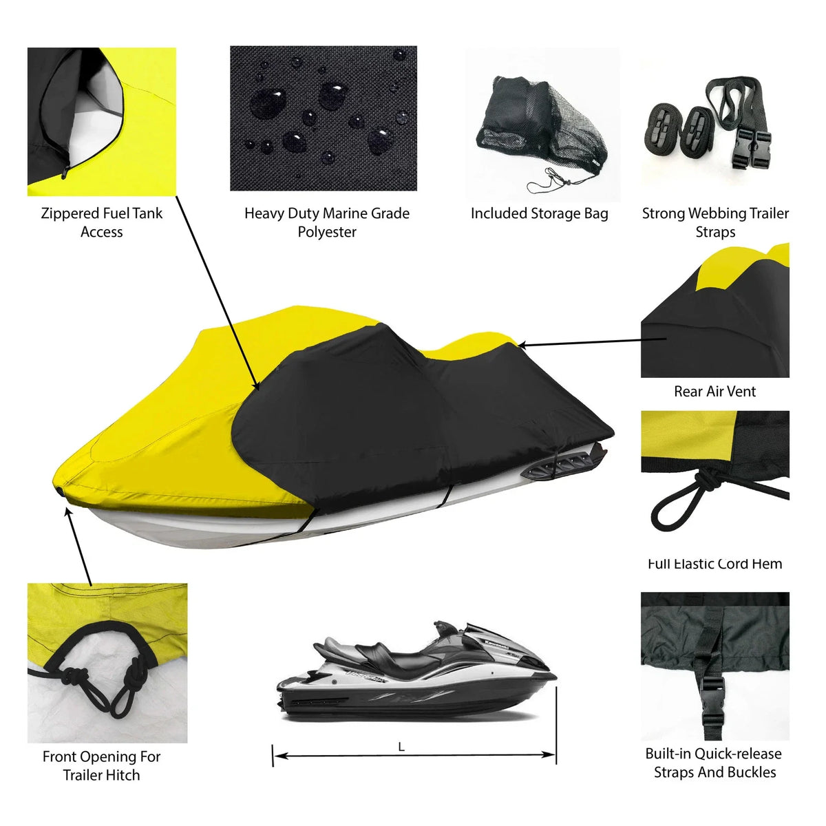 Trailerable All Weather Jet Ski Cover for Yamaha Wave Blaster II (1995–1998)