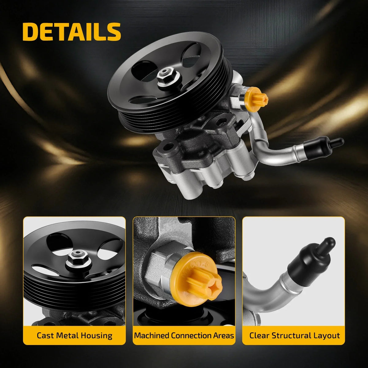 Power Steering Pump with Pulley & Oil Inlet Pipe for Corolla/Prizm (1998–2002)