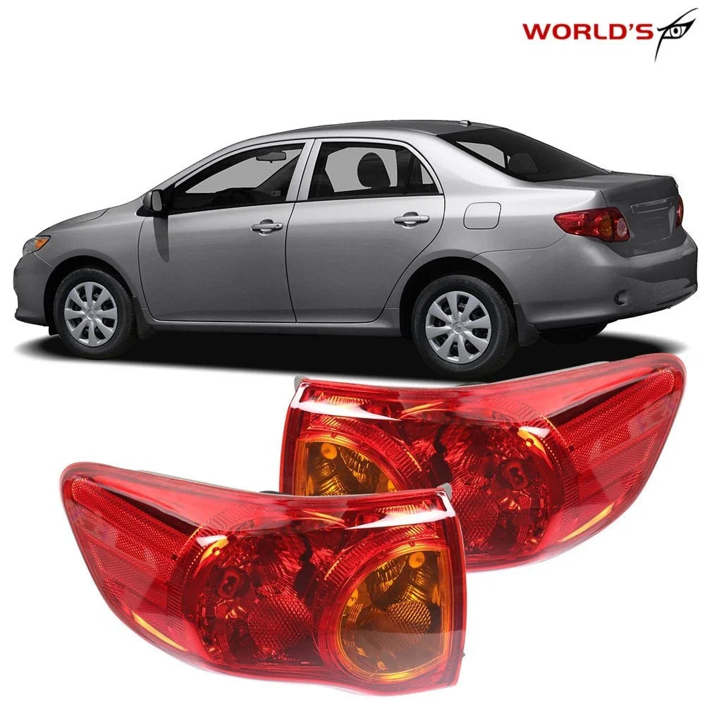 Set of 2 Outer Tail Lights for Toyota Corolla (2009–2010) Red Halogen