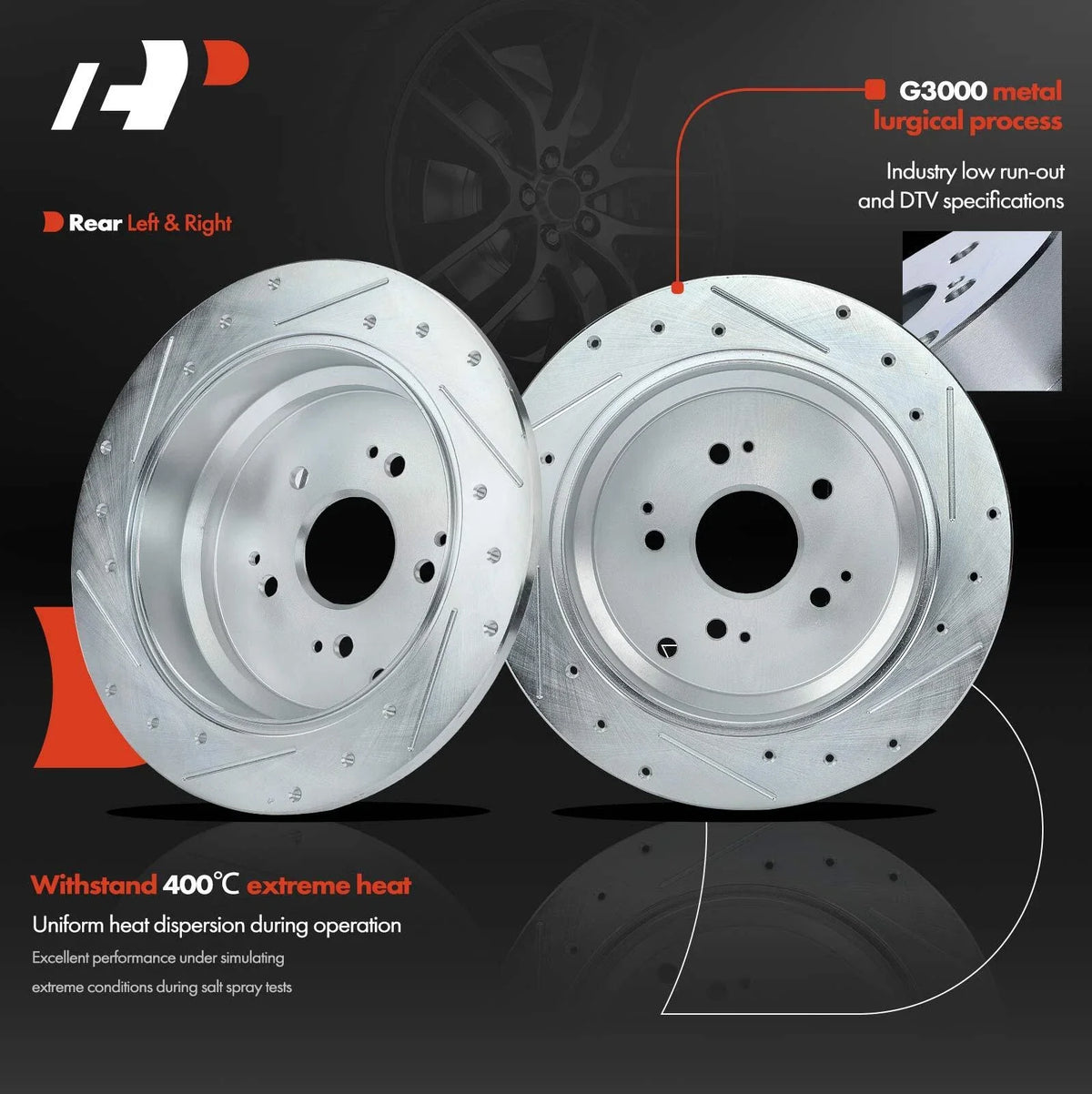 Drilled Rear Brake Rotors for Honda Odyssey 2002-2004