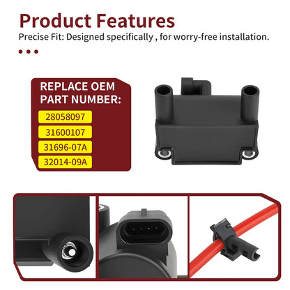 Ignition Coil + Spark Plug Wire Cap Set for 2014-2017 FXDL Low Rider