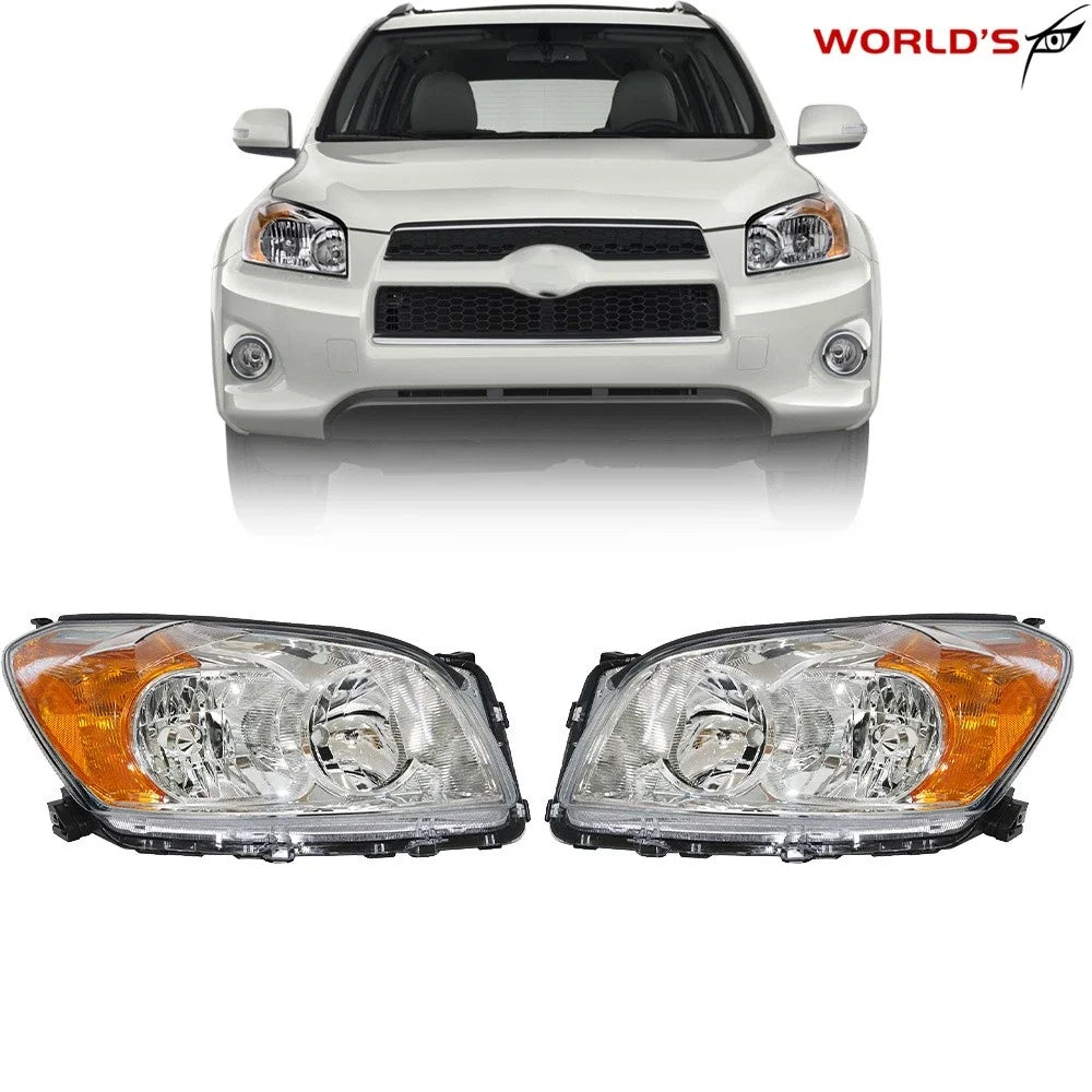 Headlight Assembly for Toyota RAV4 Sport (2009–2012) Chrome Housing Halogen