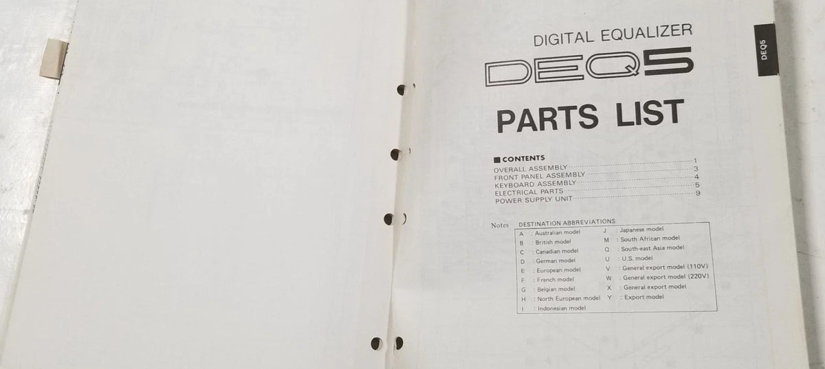 Yamaha DEQ5 Digital Equalizer Service Manual & Parts List