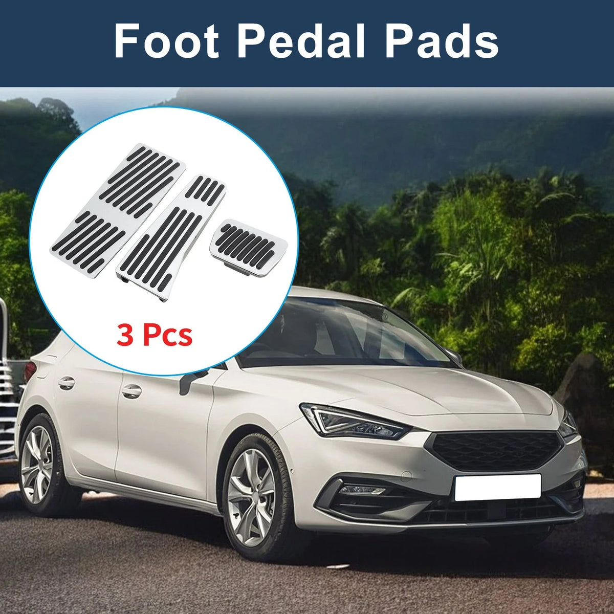 3Pcs Foot Accelerator Pedal Covers for Mazda 3 (2020) Silver Tone