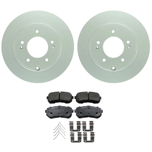 Set of 2 Bosch QuietCast Rear Rotors & Akebono ProACT Pads for Optima Sonata