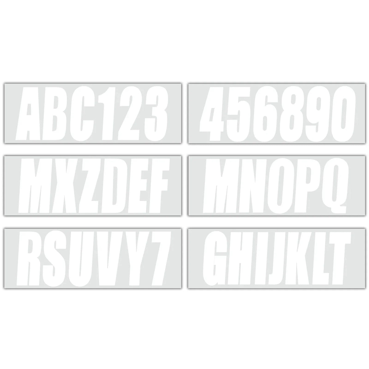 4 White Decals for Boat Registration Letters A-Z and Numbers 0-9