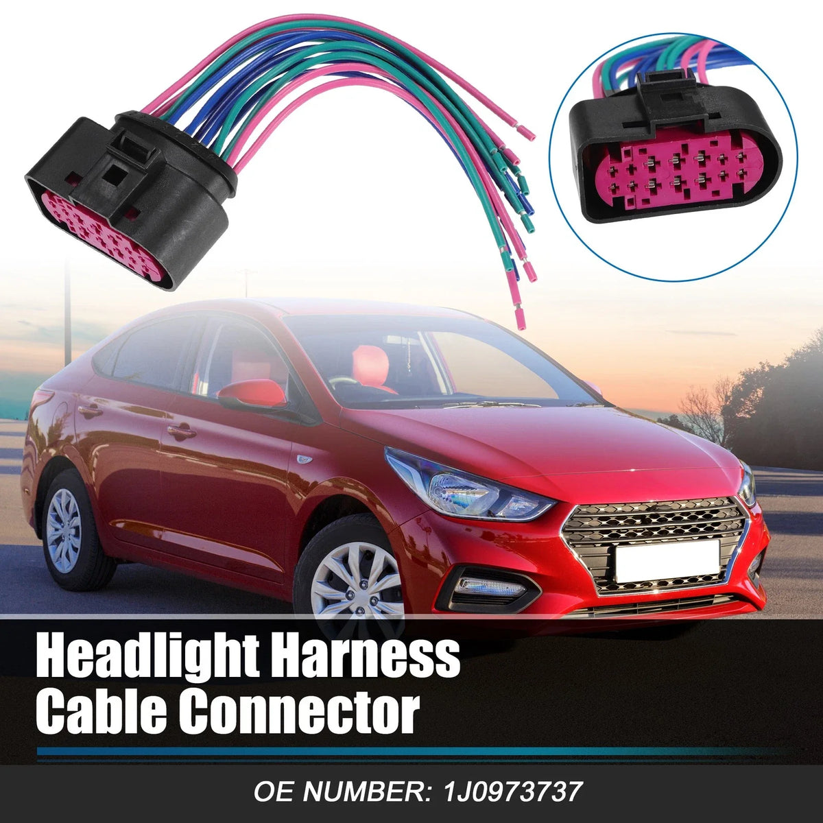 3 Pin Headlight Harness Cable Connector for VW Audi (1999–2005) No. 1J0973737