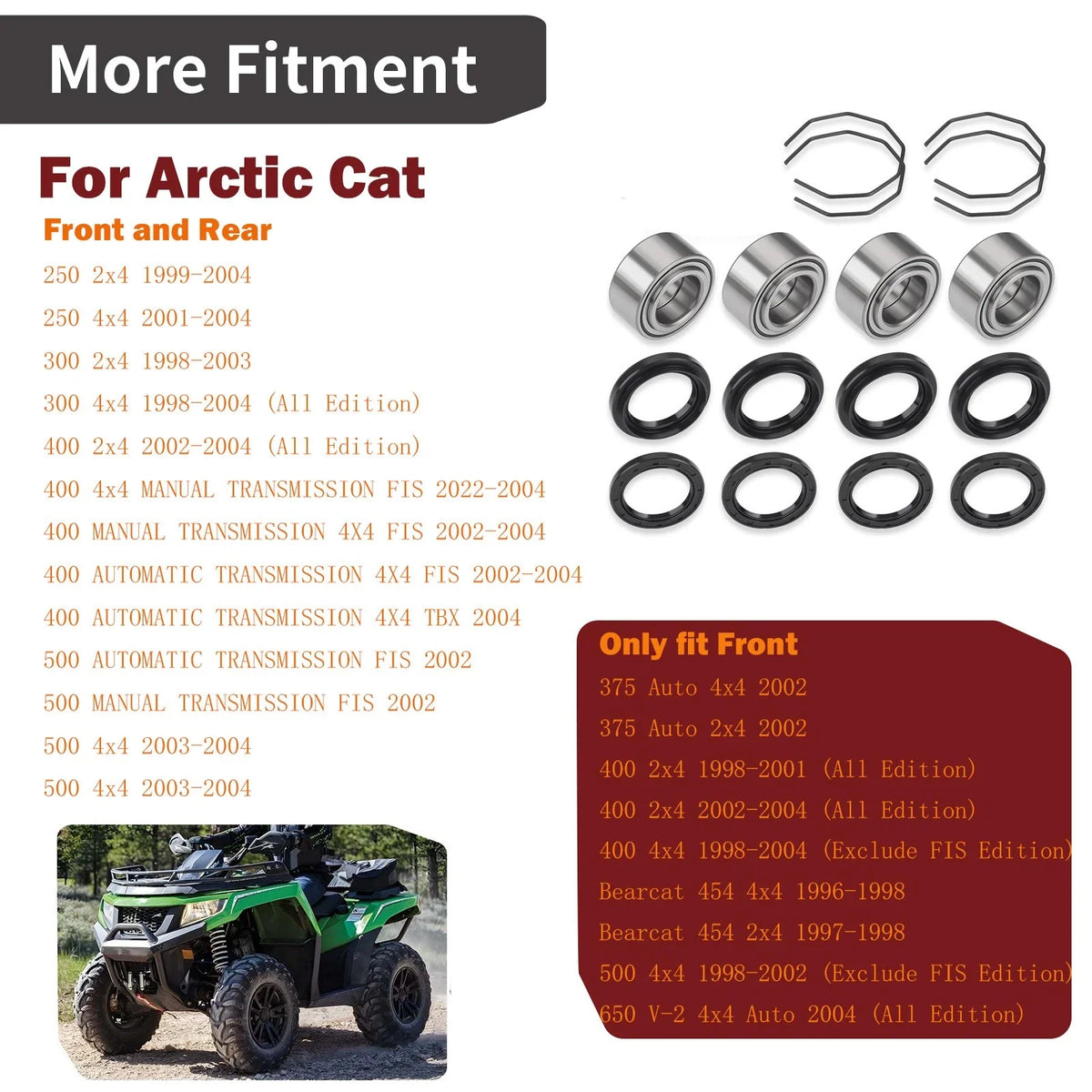 Bearing Seals Kit for Arctic Cat 500 TRV TBX 4x4 ATV (2003–2004)