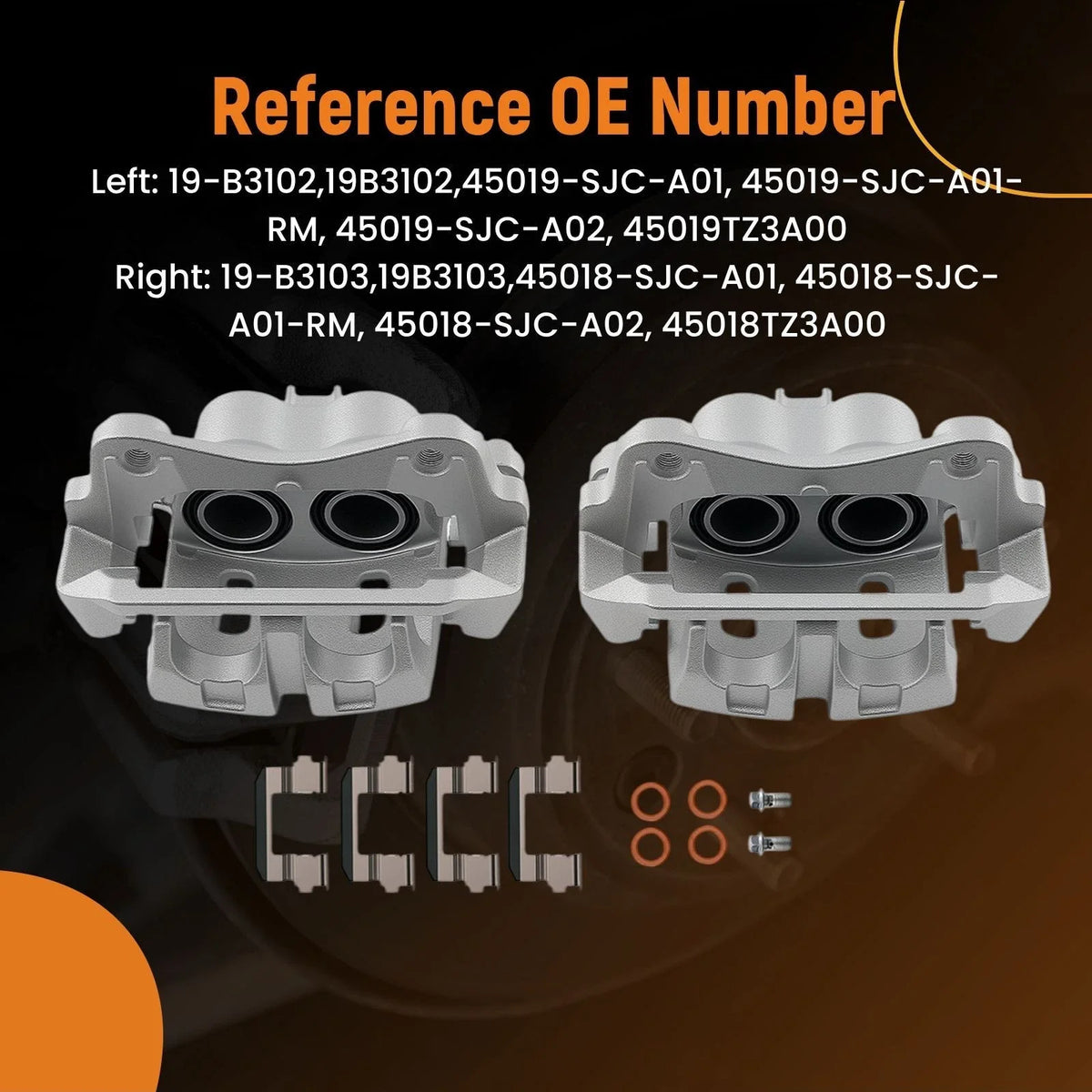 Front Disc Brake Caliper Set w/Bracket for TL Acura (2009-2014)