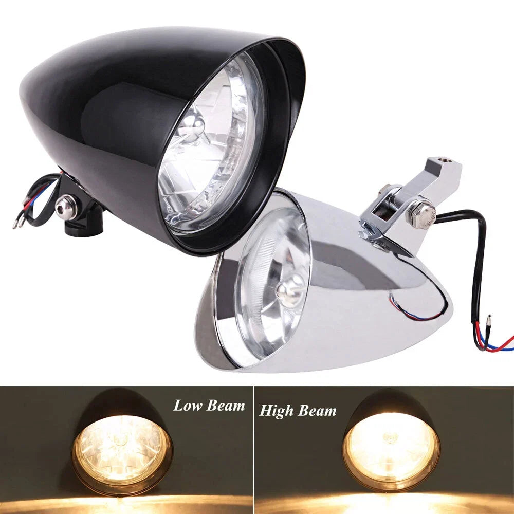 Tri-Bar Bullet Headlight for Dyna Softail Harley Chopper