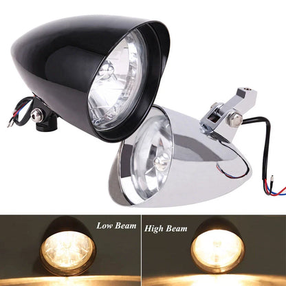 Tri-Bar Bullet Headlight for Dyna Softail Harley Chopper