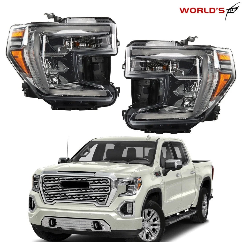 Set of 2 Halogen Headlights for GMC Sierra 1500 (2019–2021) Black