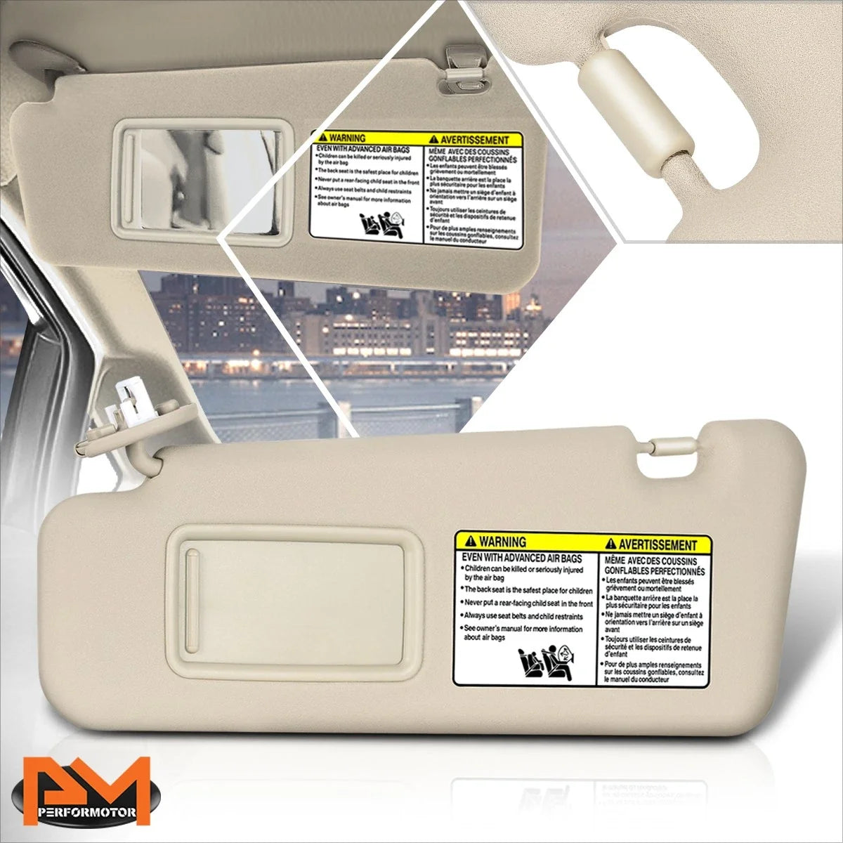 OE Style Beige Left Driver Side Sun Visor for Highlander 2008–2013