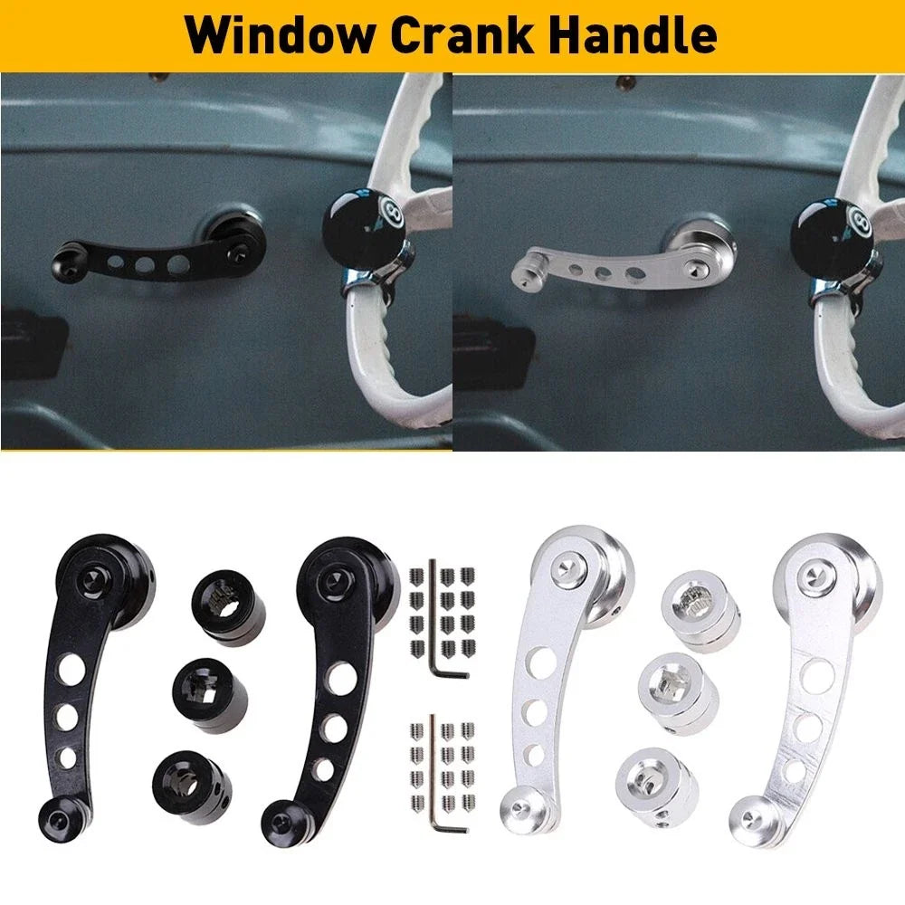 Aluminum Manual Window Crank Handle for Pickup (Silver/Black)