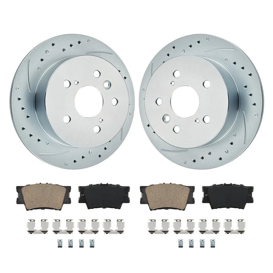 Rear Drilled Brake Rotors & Pads Set for Toyota Camry 2.5L (2010–2011)