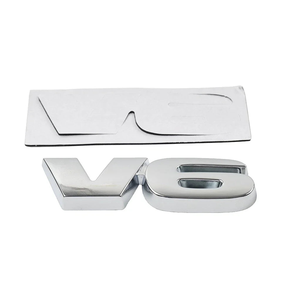 V6 Logo Metal Car Fender Trunk Engine Emblem 3D Universal