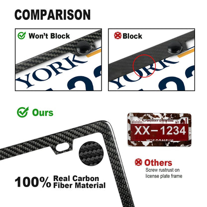 2X Universal Fit Slim License Plate Frame with Carbon Fiber Finish (2010–2023)