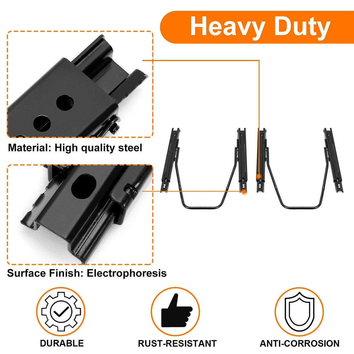 Dual Lock Seat Sliders Track Assembly - 2X Universal Bracket Rails