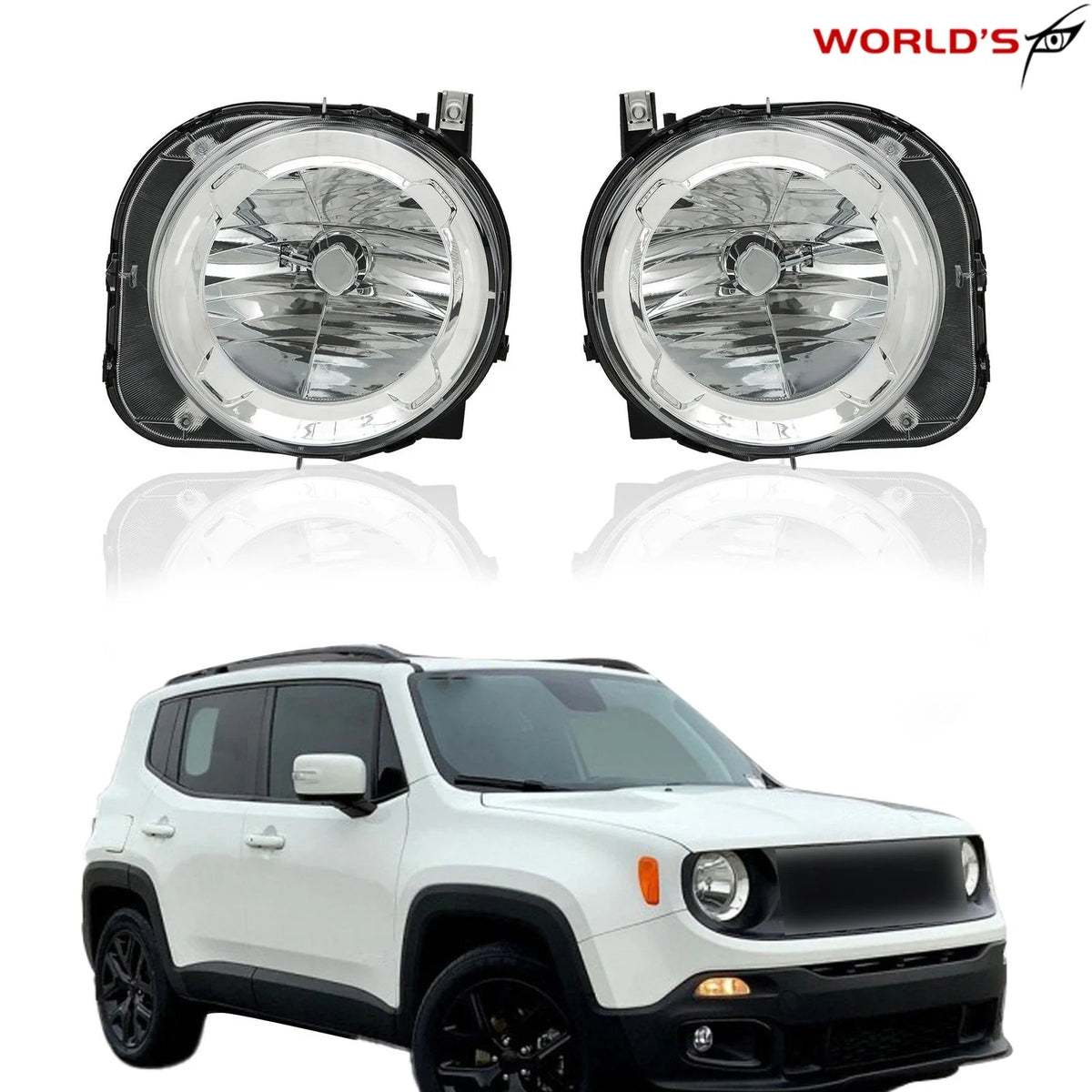 Set of 2 Projector Headlights for Jeep Renegade (2015–2018) Halogen