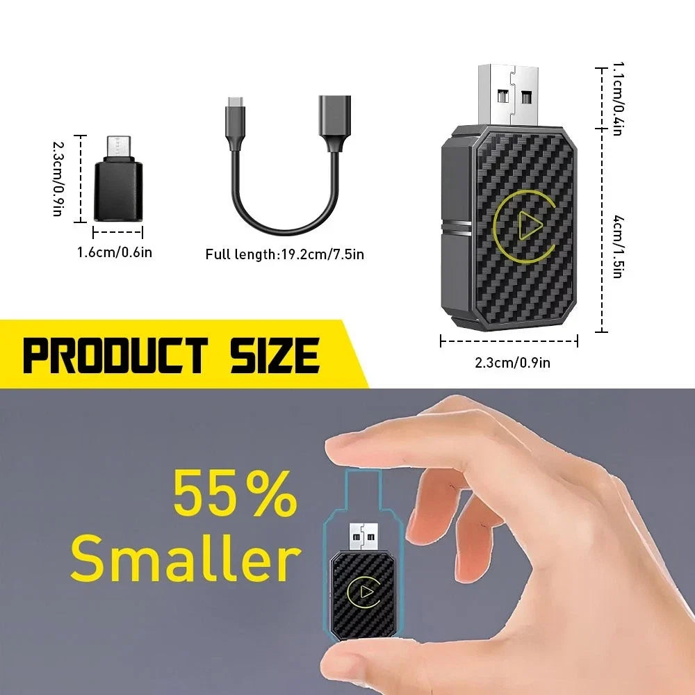 Wireless USB CarPlay Adapter for iPhone (Plug & Play)