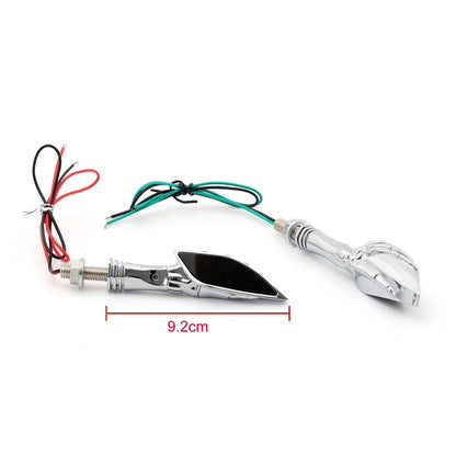 LED Turn Signal Blinker - Chrome Skeleton Hand for Universal Motorcycle