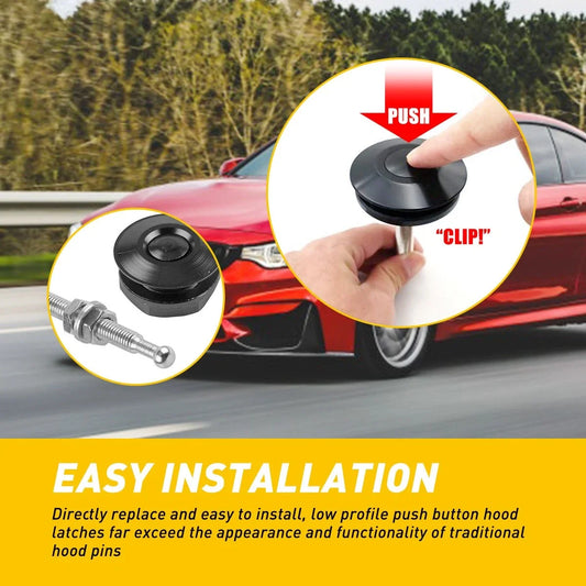 2X Push Button Quick Hood Bonnet Pins Lock Kit for Universal Vehicles