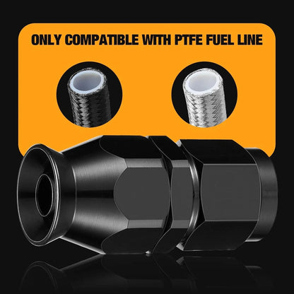 10AN PTFE Straight Black Hose End Fitting Adapter for PTFE Oil Fuel Line