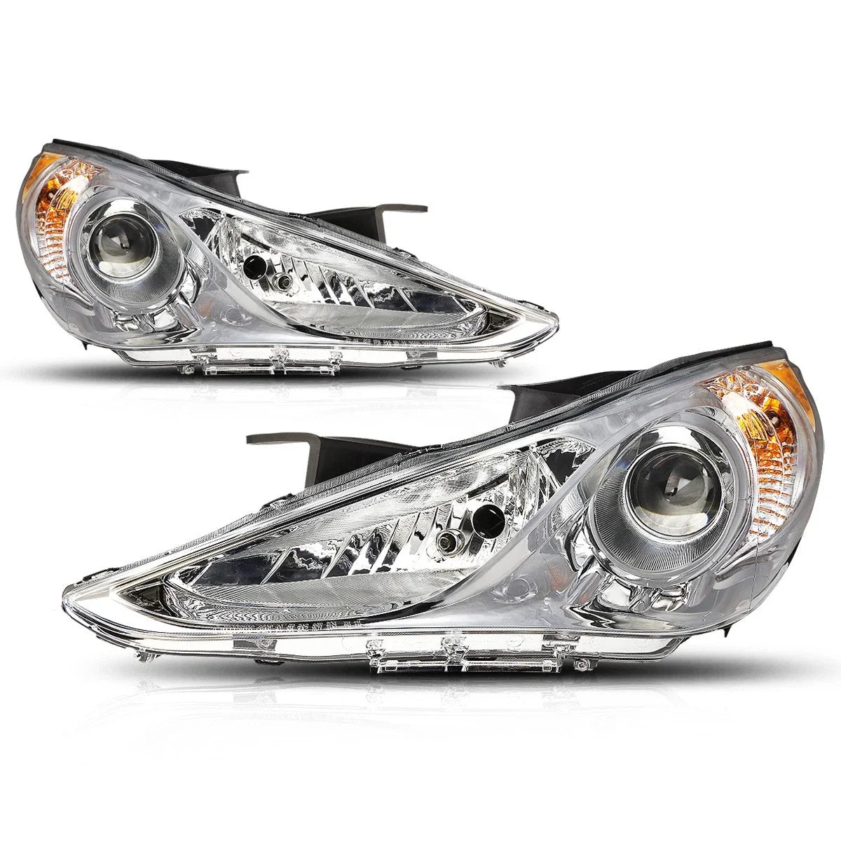 Projector Headlight for Hyundai Sonata (2011–2014) OE Replacement Amber Chrome