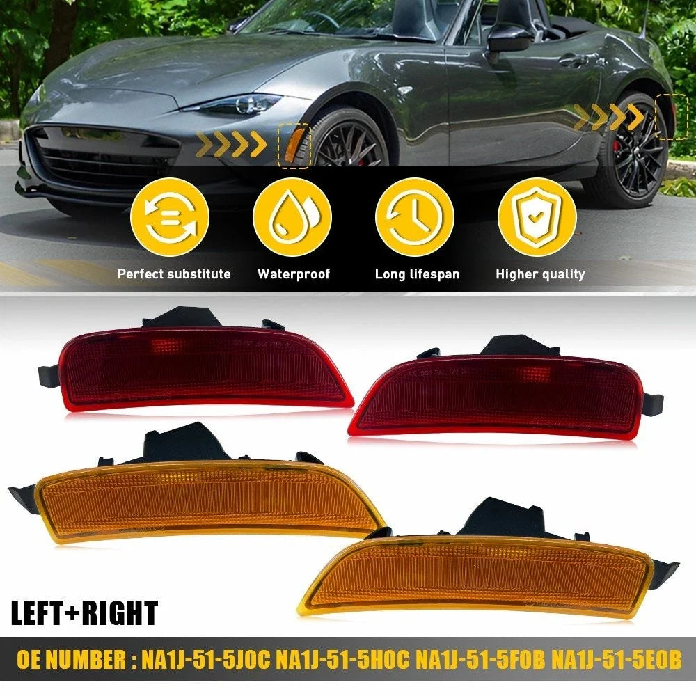 Set of 4 Amber Red Lens Marker Lights for Mazda MX-5 Miata 2016-2023