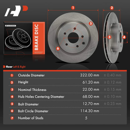 Disc Brake Rotors Rear for Nissan 350Z (2003-2008)