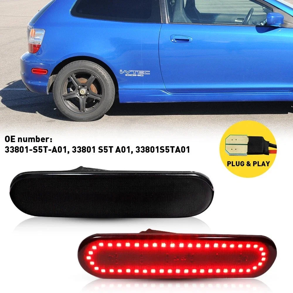 2Pcs LED Side Marker Lights Smoked Red for Honda Civic Si EP3 (2002–2005)