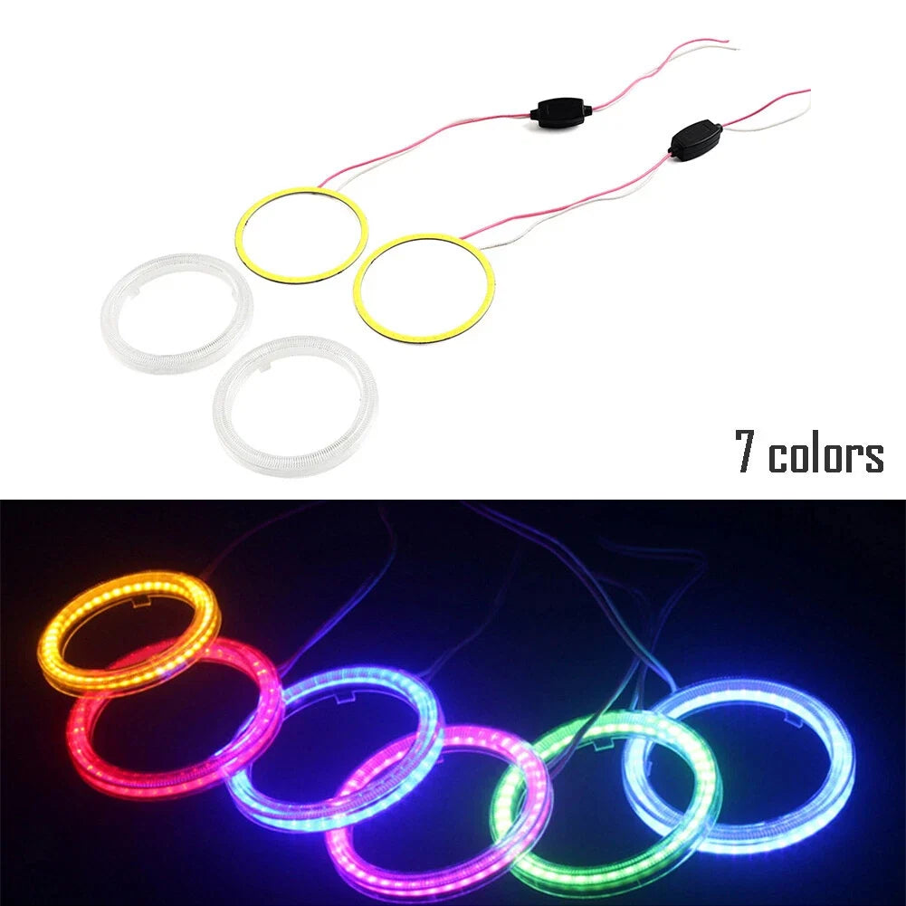 70MM Ring DRL Fog Headlights COB Angel Eyes Halo LED Light Universal 12V