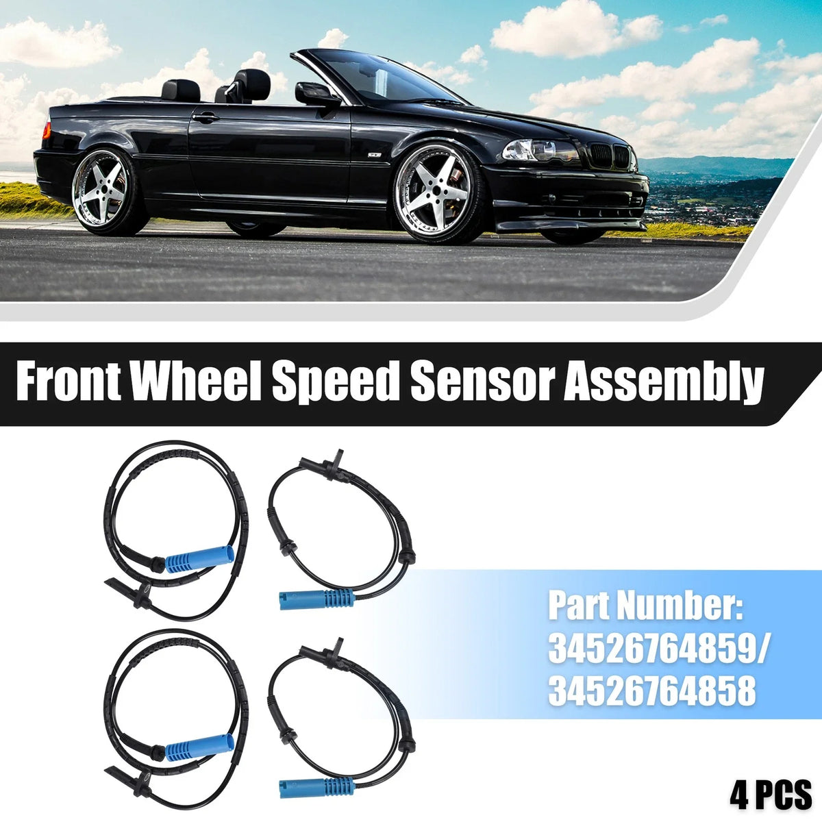 Set of 4 ABS Wheel Speed Sensors for BMW 325xi (2006–2006)