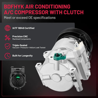 A/C Compressor with Clutch Assembly for Veloster 2012-2017 & Accent 2012-2014