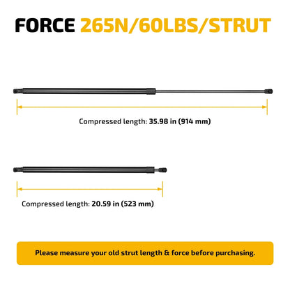 Gas Shock Strut Lift Support for Truck Bed Tonneau Cover ML2460 (36in, 60Lb)