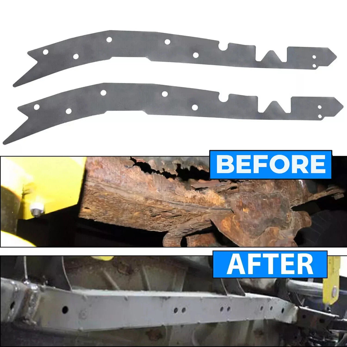Pair Rear Frame Rust Repair Plate Chrome Steel for Toyota Tacoma (1995–2004)