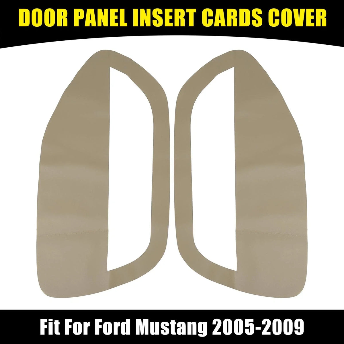 Pair Beige Microfiber Leather Door Panel Insert Cards for Ford Mustang 