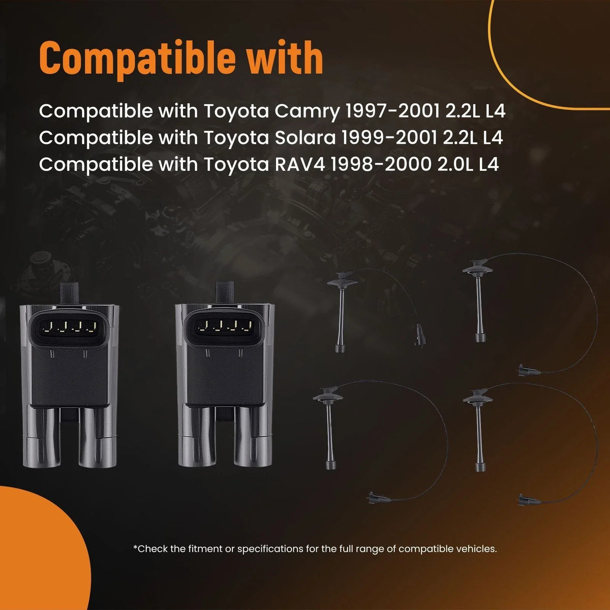 Wire Set & Ignition Coil Set for Toyota Camry Solara 1999-2003 - 2 & 4