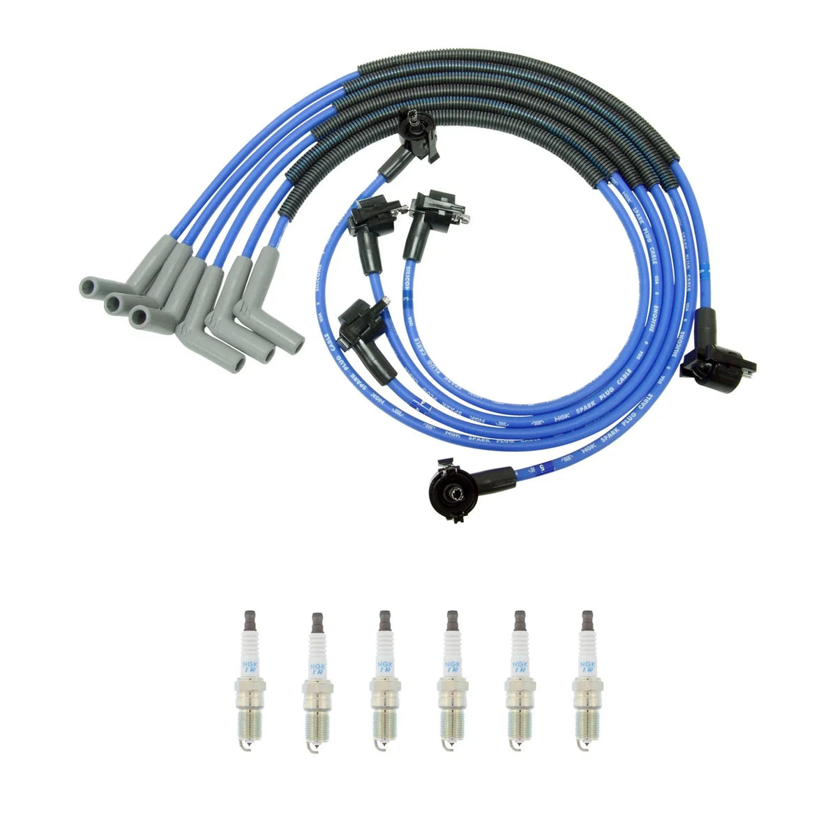 NGK Wire Set & 6 Laser Iridium Spark Plugs for Ford E-Series F-150 (1997–2003)