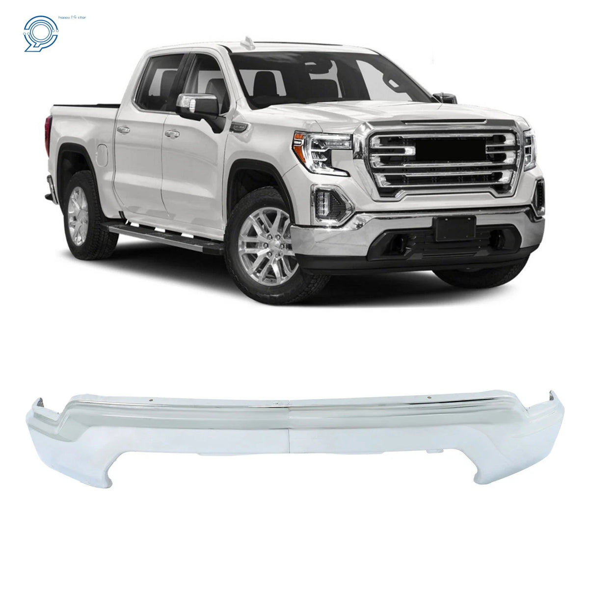 Chrome Steel Split Front Bumper for 2019–2021 GMC Sierra 1500