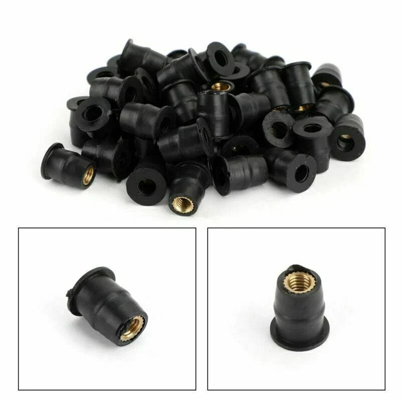 50 Rubber Well Nuts 10-32 M5 for Fairing & Windscreen (3/8 Wellnuts)