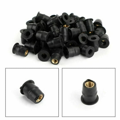 50 Rubber Well Nuts 10-32 M5 for Fairing & Windscreen (3/8 Wellnuts)