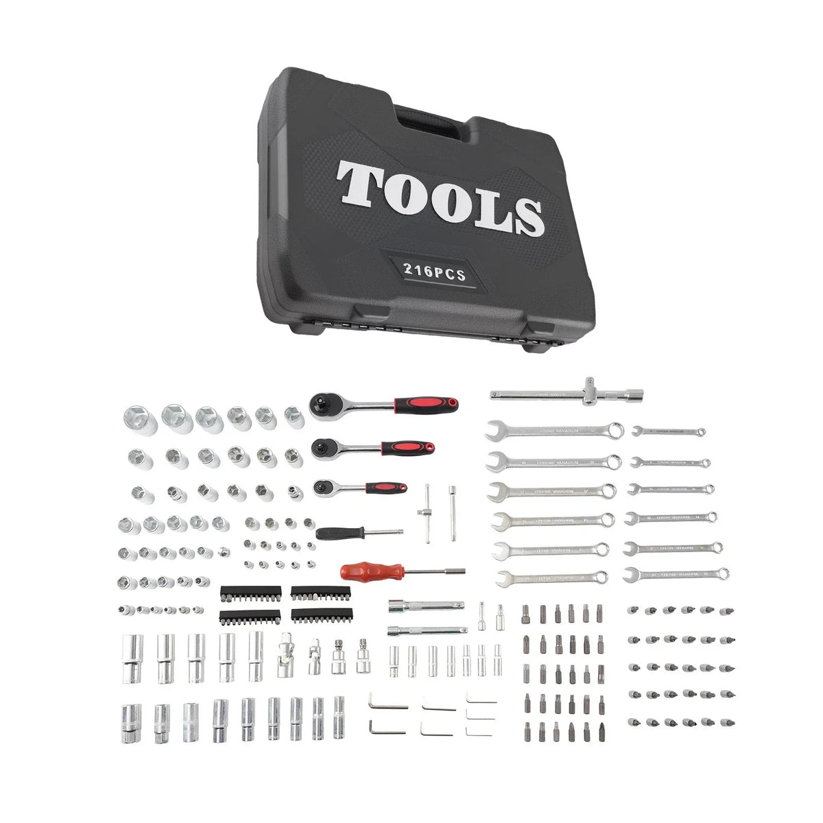 Mechanic Tool Kit 216PCS Ratchet Socket Set in Blow Case