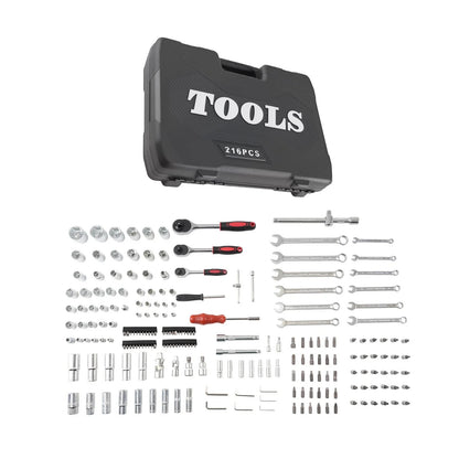 Mechanic Tool Kit 216PCS Ratchet Socket Set in Blow Case