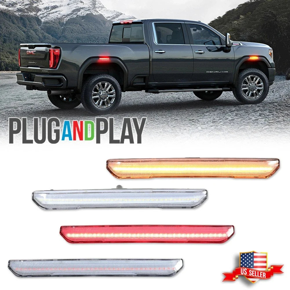 Set of 4 Clear LED Side Marker Lights for GMC Sierra 2500 3500 (2020–2024)